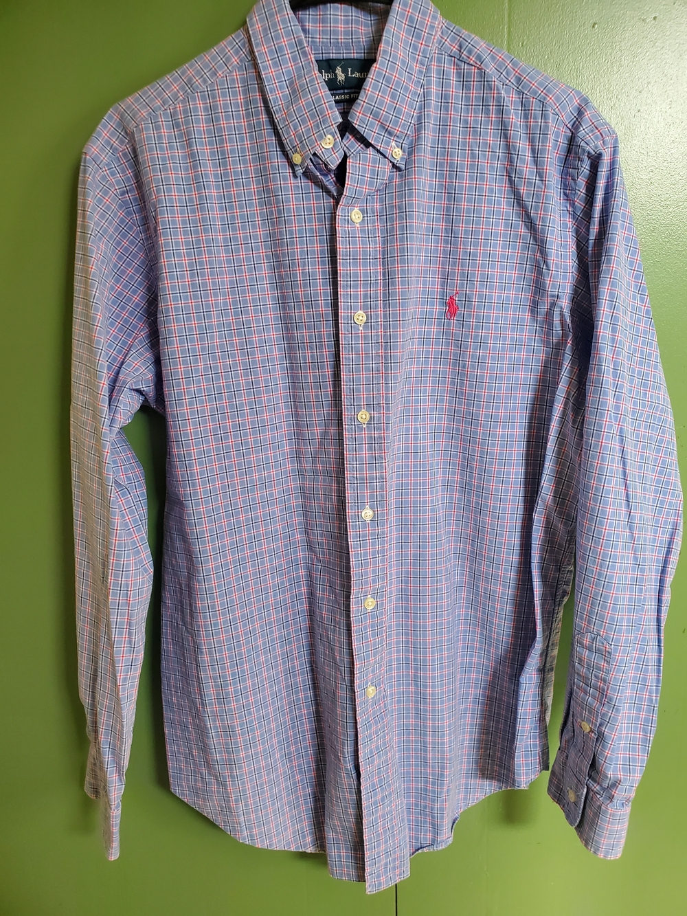 Ralph Lauren Blue and Pink Checked Button-Down Shirt